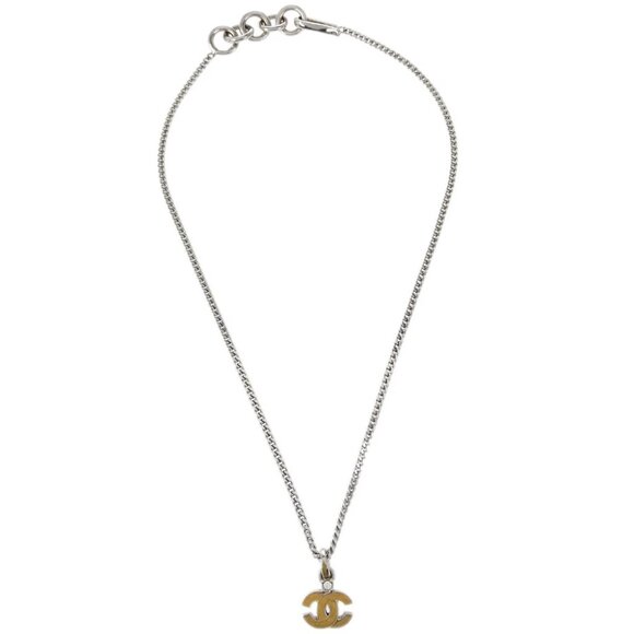 Chanel CC Chain Necklace Pendant Rhinestone Silver 04P 143652 - Picture 1 of 4